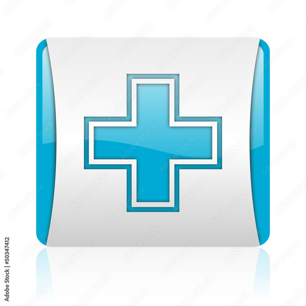 Obraz premium pharmacy blue and white square web glossy icon
