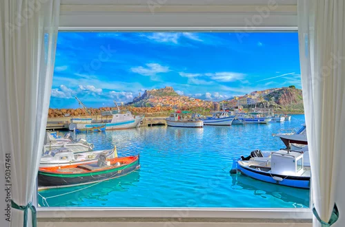 Fototapeta castelsardo i okno