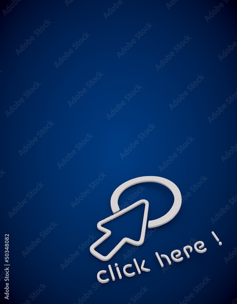 Click here symbol in a blue background Click here symbol in a blue background