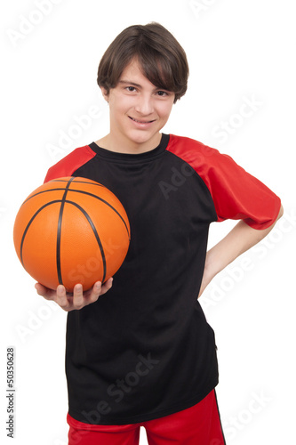 Handsome smiling basketball player