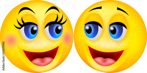 Happy smiley couple cartoon
