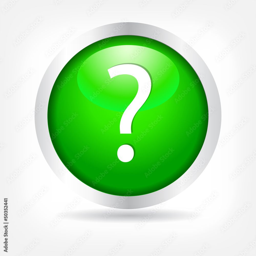 Question mark on a green button Question mark on a green button