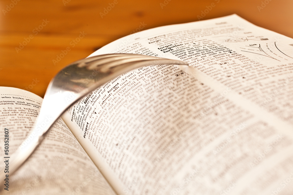 Fototapeta premium A fork and dictionary definition of it.