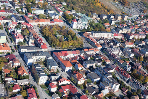 aerial view of Pinczow town in Poland photo