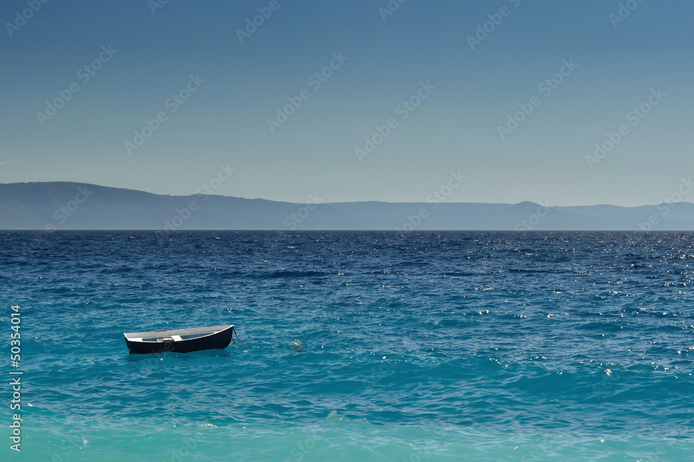 Boat at an open sea, Croatia