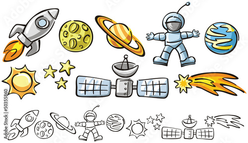 Wallpaper Mural doodles - space elements, vector illustrations Torontodigital.ca