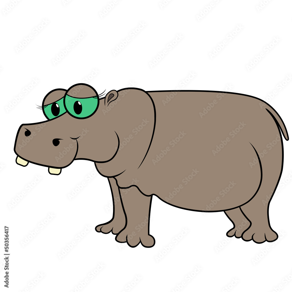Fototapeta premium Hippopotamus Cartoon Vector Illustration