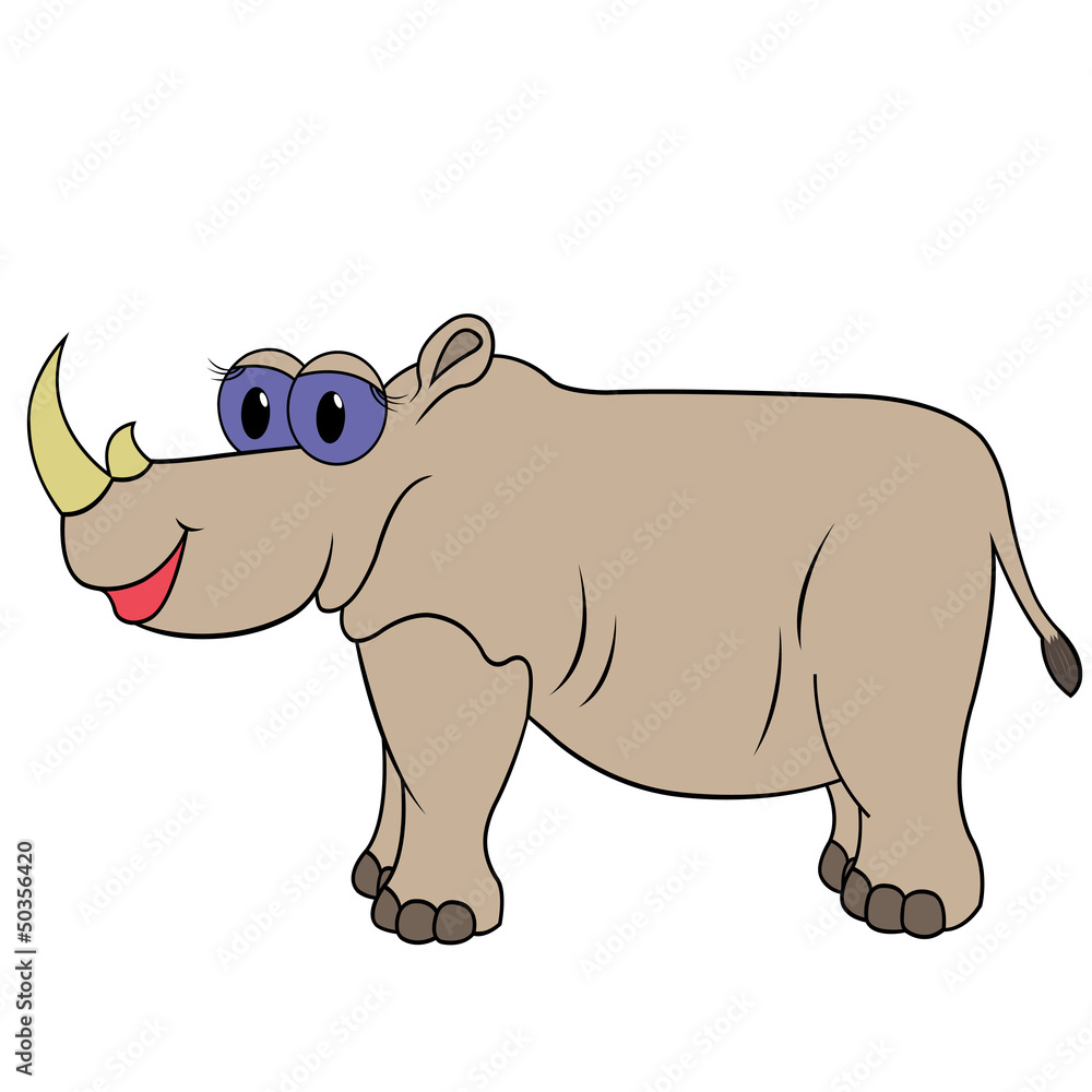 Fototapeta premium Rhinoceros Cartoon Vector Illustration