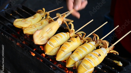 squid barbecue on roaster photo