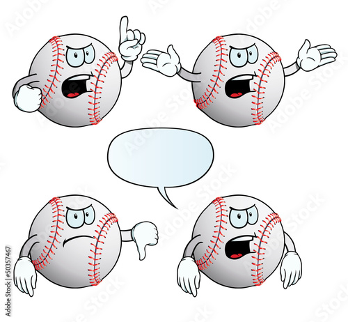 Collection of angry baseballs with various gestures.