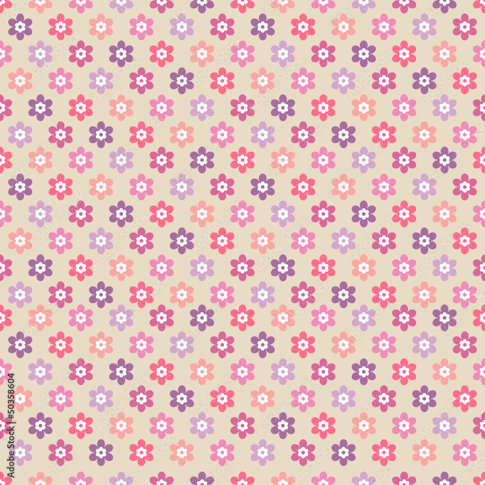 Seamless Pattern Colored Flowers Retro Beige Seamless Pattern Colored Flowers Retro Beige