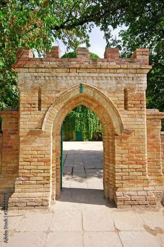 Brick gate to an old castle