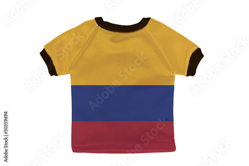 Small shirt with Colombia flag isolated on white background