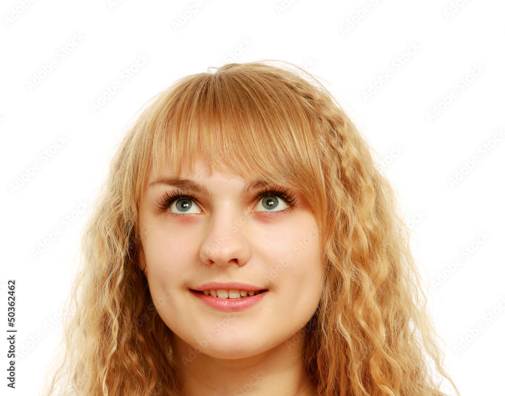 A beautiful woman is thinking and looking A beautiful woman is thinking and looking