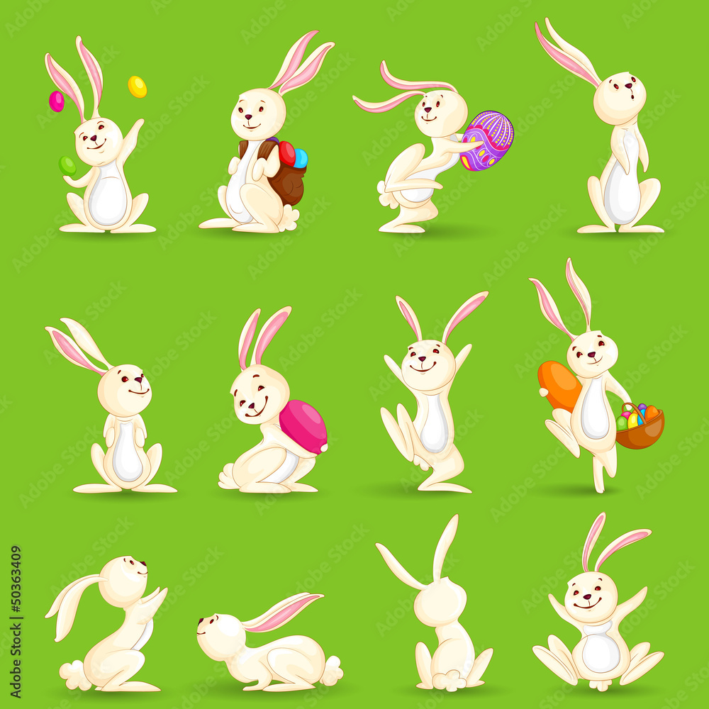 Fototapeta premium vector illustration of collection of Easter bunny