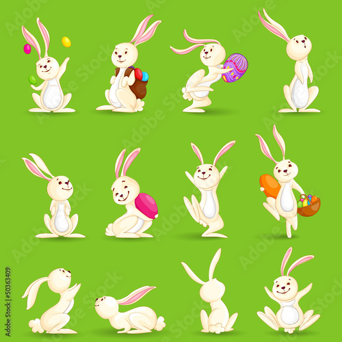 vector illustration of collection of Easter bunny