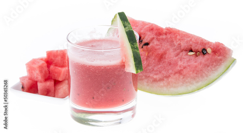 Homemade Watermelon Juice on white