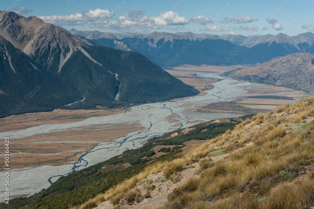 view of Waimakariri river from Bealey Spur