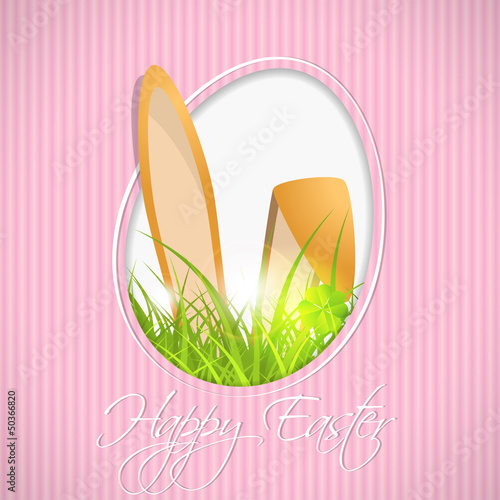 easter greeting card with grass and bunny
