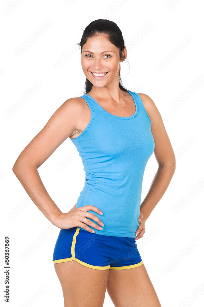 Portrait Fitness Woman. isolated on white Portrait Fitness Woman. isolated on white