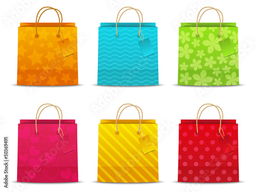 Set of color shopping bags