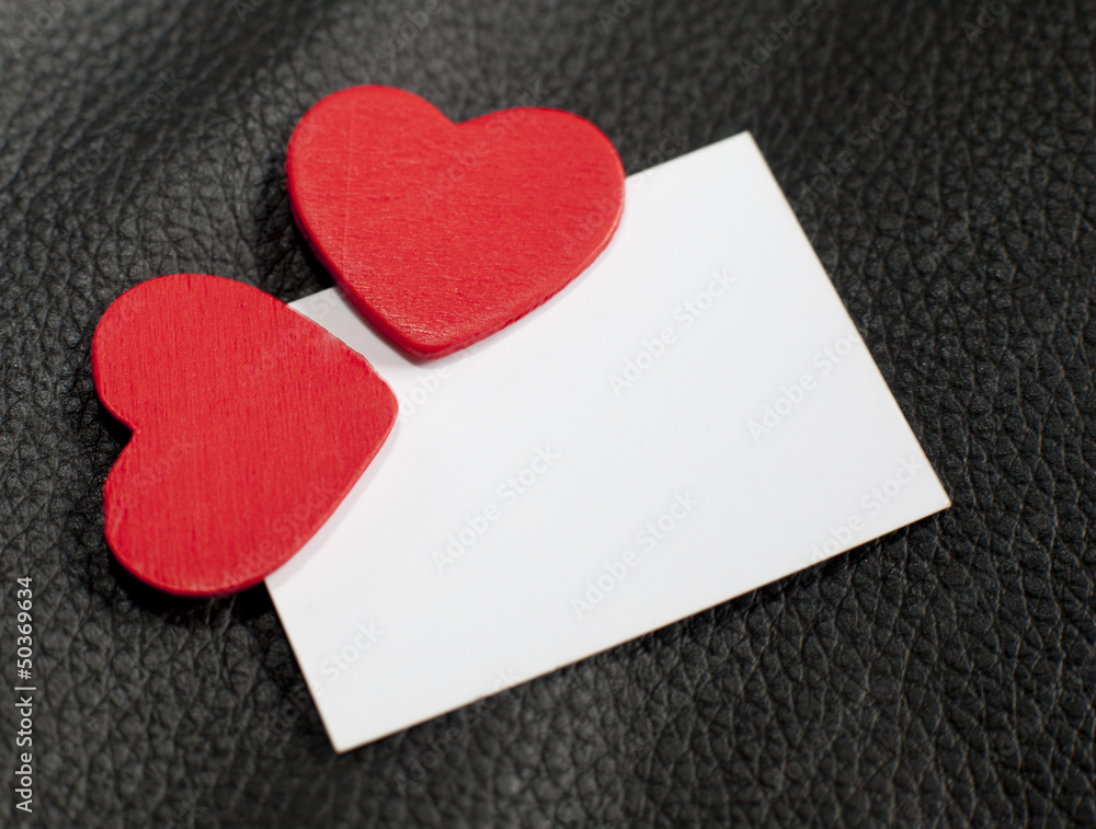 Obraz premium carte blanche deux coeurs amoureux