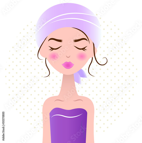 Beautiful relaxing Spa Woman isolated on white ( purple )