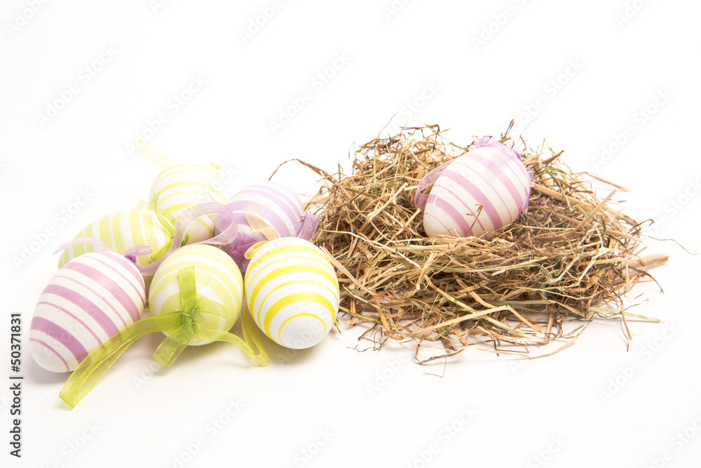 Easter eggs with straw Easter eggs with straw