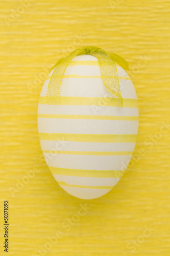 Close up on striped easter egg