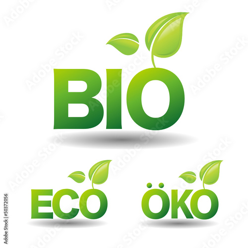 Bio Öko Eco Logo grün mit Blatt