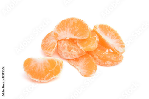 slices of tangerine, isolated on white background