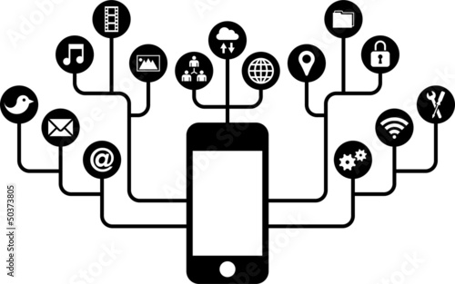 Smartphone & Social Media icons, Media concept