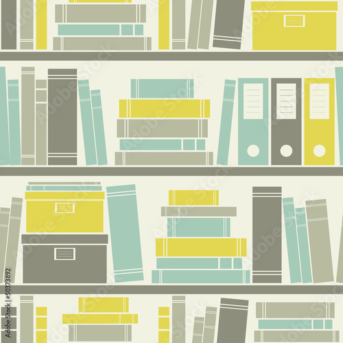 Seamless Bookshelves Pattern
