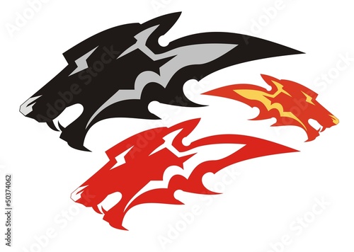 Wolf  flame symbol. Three variants