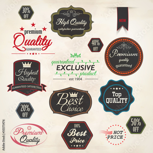 Set of retro stickers and labels. Vector