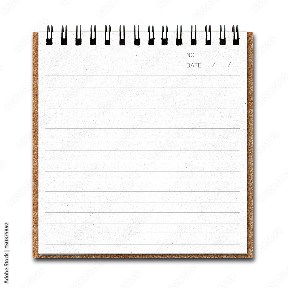 Notebook paper with line isolate on white background Notebook paper with line isolate on white background