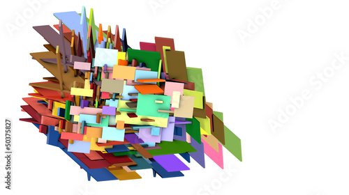 3d fragmented multiple color abstract sharp shape