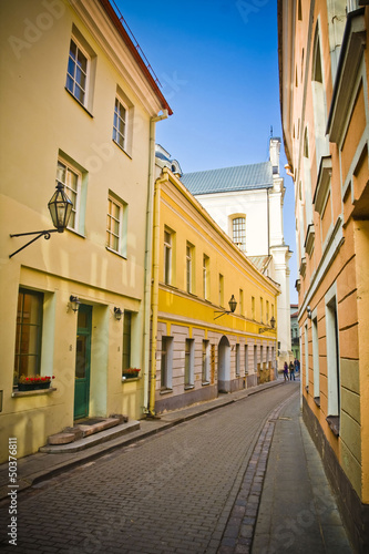 Vilnius oldtown street in sunny day