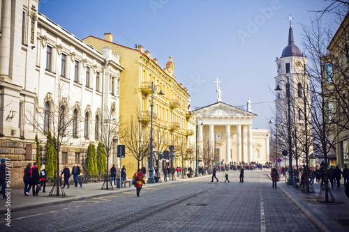 Vilnius oldtown street in sunny day
