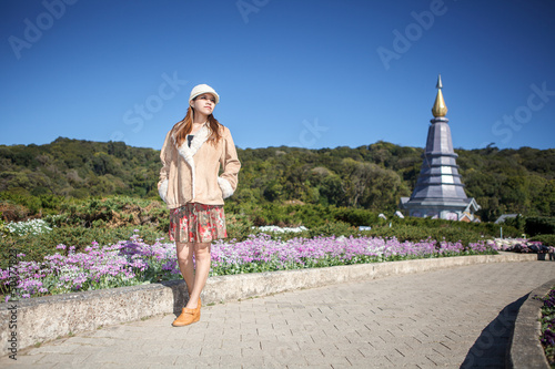 A portraits of asian woman at Doi Inthanon national park