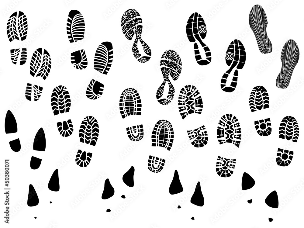 Set of vector silhouettes boots print. Set of vector silhouettes boots print.