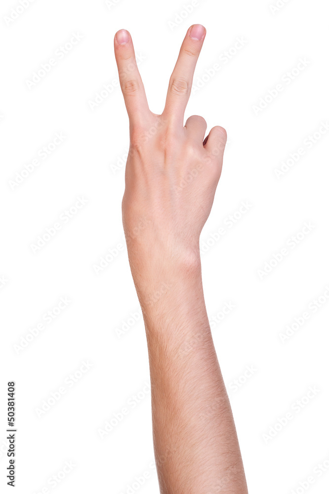 victory sign made with hand isolated on white victory sign made with hand isolated on white