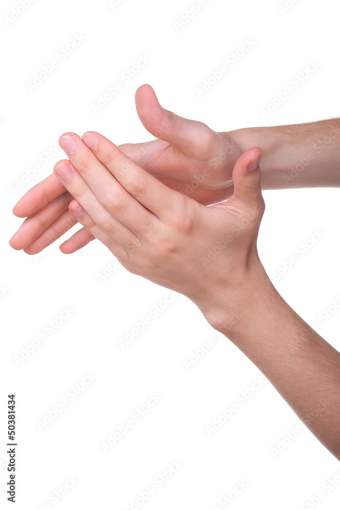 Hands applauding, isolated on a white background