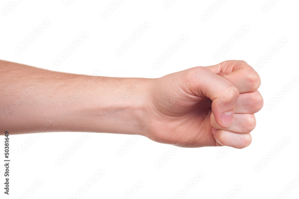 Hand with clenched fist, isolated on white background Hand with clenched fist, isolated on white background
