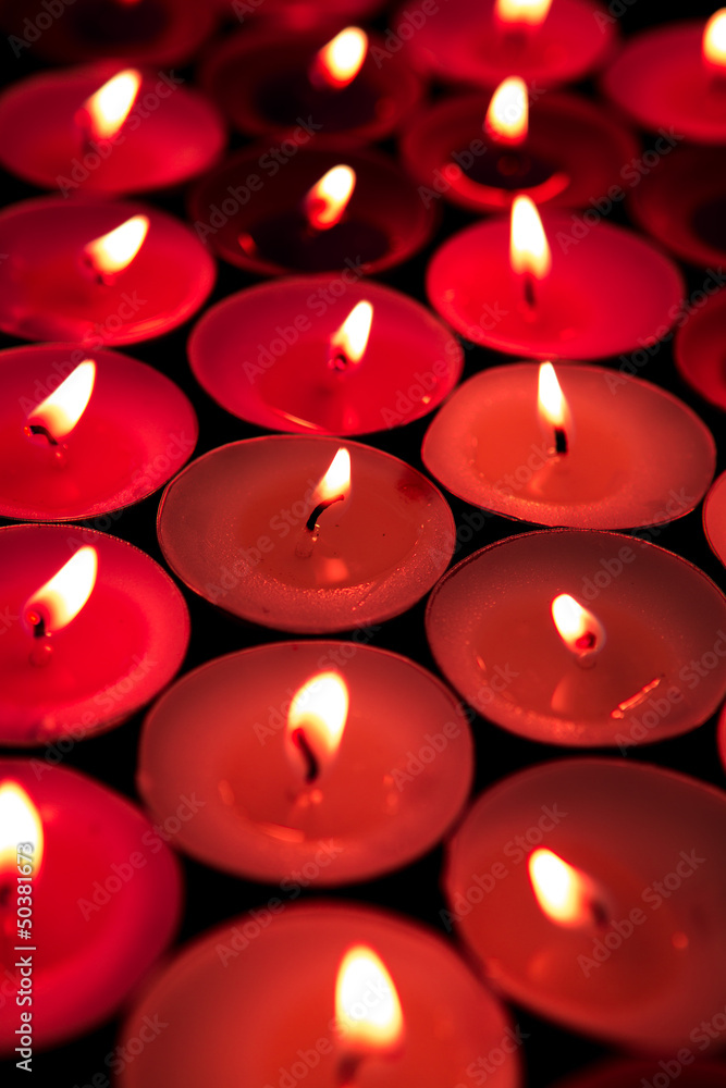 Red candles lighting up the dark Red candles lighting up the dark