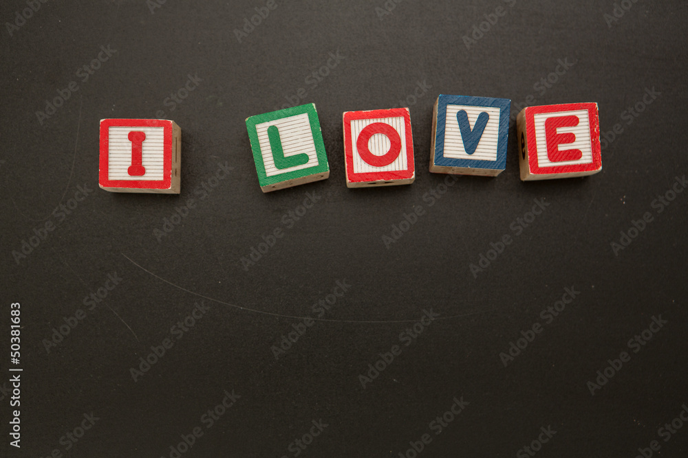 Obraz premium I love my message in blocks with copy space