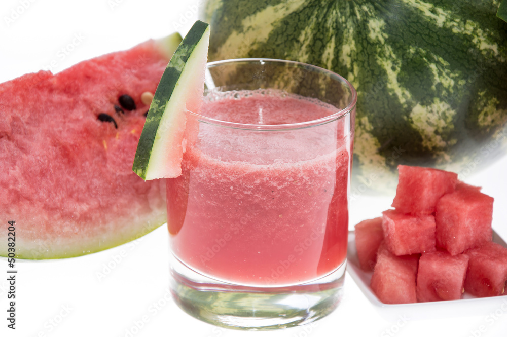 Homemade Watermelon Juice on white Homemade Watermelon Juice on white