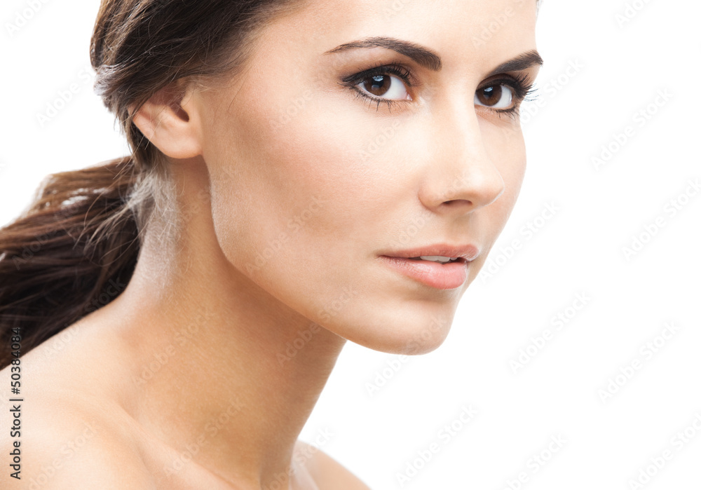 Fototapeta premium Portrait of beautiful woman, on white