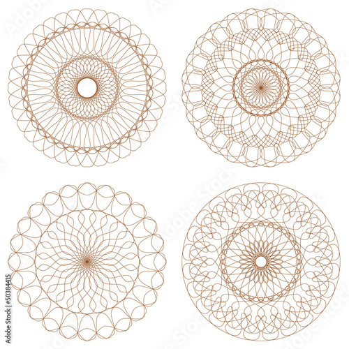 Set of vector guilloche rosettes
