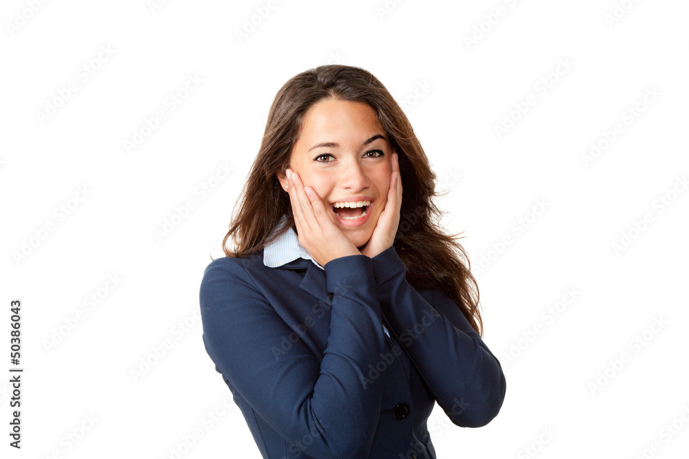 portrait of cute woman, isolated on white background portrait of cute woman, isolated on white background